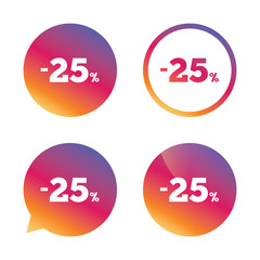 25 percent discount sign icon. Sale symbol.