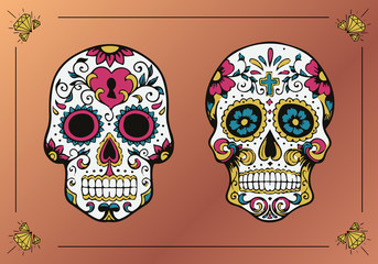 Decorated skulls. La Calavera Catrina