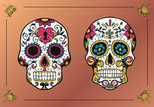 Decorated Skulls. La Calavera Catrina