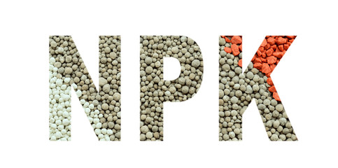 NPK letters made of composite mineral fertilizers