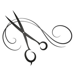 Scissors and hair sign for beauty salon
