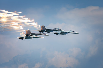 Sevastopol, Russia - June 5, 2016: Air show military aircraft. A