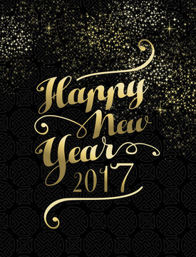 New Year 2017 gold lettering card design
