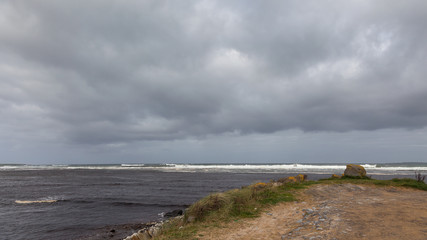 Cloudy autumn day on the Atlantic coast. Doughmore beach, Ireland.