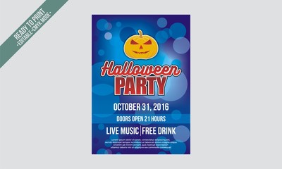 blue bokeh halloween flyer poster party vector