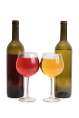 Wine glasses on white background