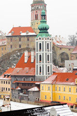 Obraz premium Cesky Krumlov, Czech Republic, winter 2012: Street view