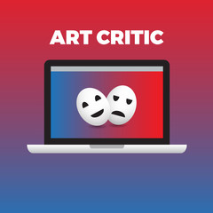 Concept of art Critic work moment.Gradient background