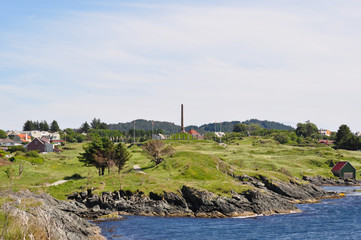 Fototapeta na wymiar Coastal View of Haugesund, with Haraldshaugen 
