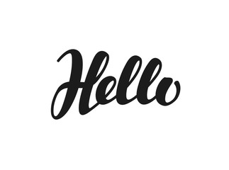 Hello inscription calligraphy. Hand drawn lettering. Vector illustration