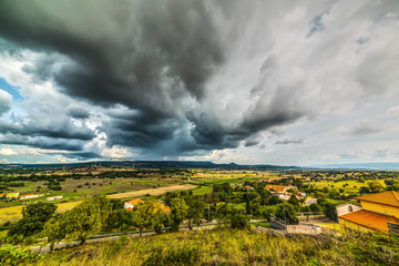 grey clouds over Sardinian countryside