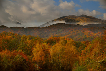 Mountain panorama in autumn season