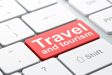 Fototapeta premium Travel concept: Travel And Tourism on computer keyboard background