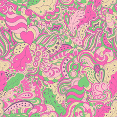 Seamless abstract hand-drawn waves pattern