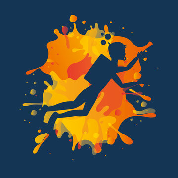 avatar athlete with splattered paint vector illustration design