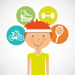athlete avatar with sport icon vector illustration design