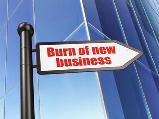 Business concept: sign Burn Of new Business on Building background