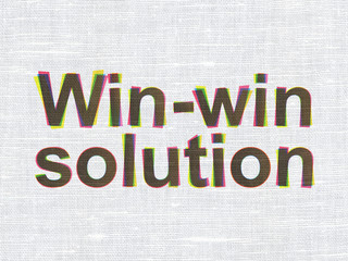 Business concept: Win-win Solution on fabric texture background