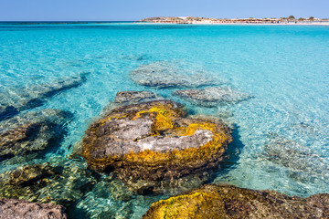 Beautiful rocks near the shore at Elafonisi beach. Crete. Greece