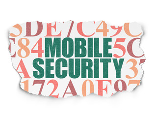 Security concept: Mobile Security on Torn Paper background