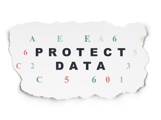 Security concept: Protect Data on Torn Paper background