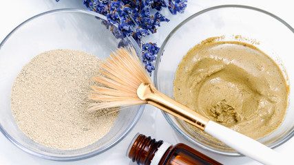 White cosmetic clay body care (beauty salon, spa)