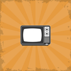 flat design retro tv emblem image vector illustration