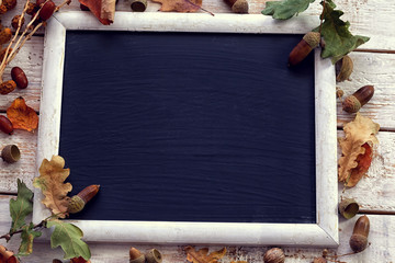 Autumn decoration - acorn with chalk board menu