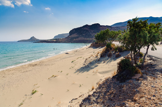 Sandy beach of eastern part of Crete island