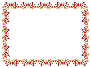 Autumn horizontal frame with colorful maple leaves. Vector clip art.