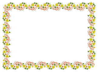 Autumn horizontal frame with colorful maple leaves. Vector clip art.