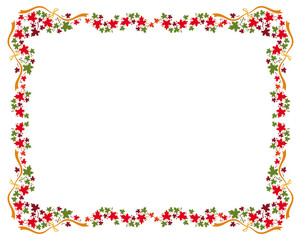 Autumn horizontal frame with colorful maple leaves. Vector clip art.