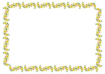 Autumn horizontal frame with colorful maple leaves. Vector clip art.
