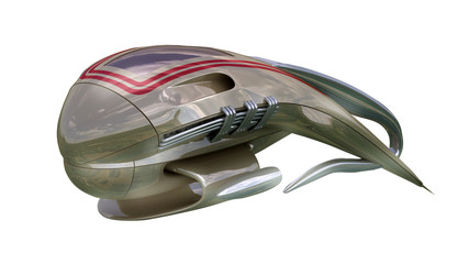 3D rendering of military drone or alien spacecraft for science fiction interstellar space travel or futuristic fantasy war games, with the clipping path included in the file.