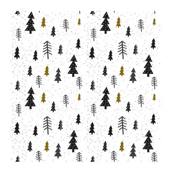 Winter graphic seamless pattern with christmas trees. Hand drawn vector illustration.