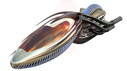 3D Illustration of organic drone design or alien spacecraft for science fiction themes, fantasy war games, futuristic military battles or space travel, with the clipping path included in the file. © 3000ad