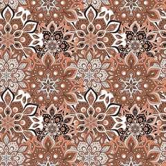 Seamless hand drawn mandala pattern. Vintage elements in oriental style. Texture for wallpapers, backgrounds and page fill. Islam, arabic, indian, turkish,ottoman, asian motifs. Vector illustration.