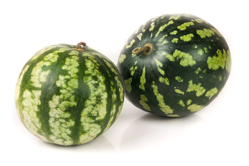 two watermelon isolated on white background closeup