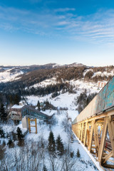 Old abandoned ski jumps on the basis of the former USSR.