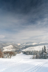 Fototapeta na wymiar View from the top of the ski area