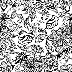 Seamless hand-drawn flowers pattern, floral background. Seamless pattern can be used for wallpaper, pattern fills, web page background, surface textures. Gorgeous seamless floral background