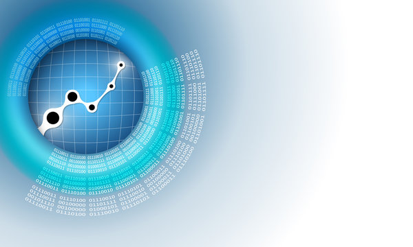 Vector abstract background with circular binary code and diagram