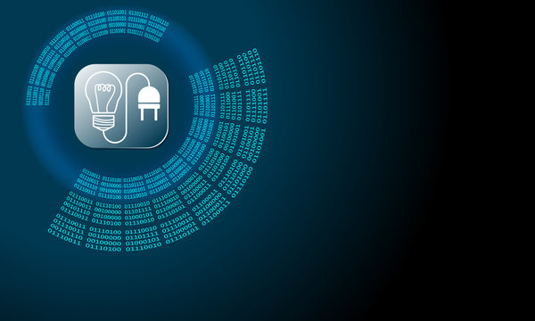 Vector abstract background with circular binary code and energy