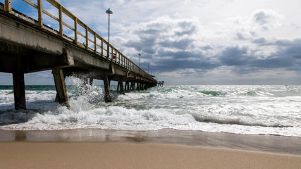 Pompano Beach Pier Broward County Florida at the Beach by windy weather