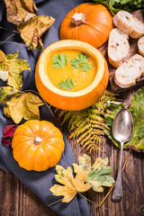 Thanksgiving or Halloween pumpkin soup