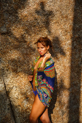 Fototapeta premium Attractive woman in summer clothes
