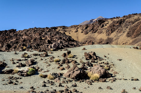 LLano o valle de Ucanca recuerda un paisaje de Marte en Tenerife, Parque Natural del Teide