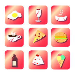 Food red flat icons