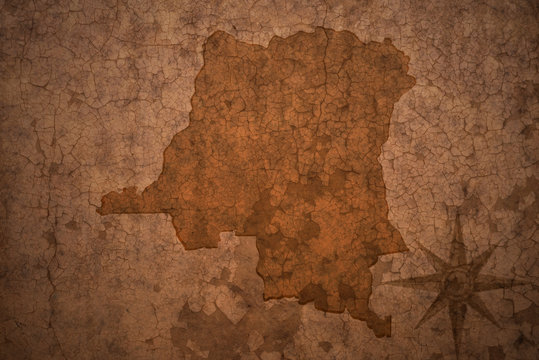 democratic republic of the congo map on a old vintage crack paper background
