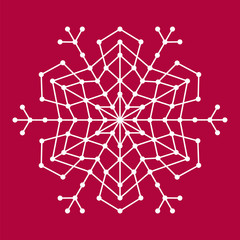 Abstract geometric snowflake with lines and circles. Vector illustration